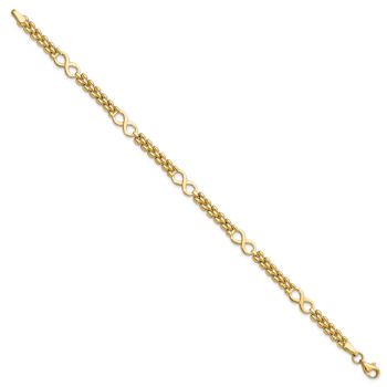 14k Yellow Gold Polished Infinity and Fancy Link Bracelet