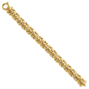 14K Yellow Gold 13.3mm Byzantine 8 Inch Bracelet