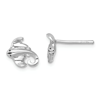 Rhodium Over Sterling Silver Polished Cownose Stingray Post Earrings