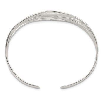 Sterling Silver Polished Multi-strand Cuff Bracelet