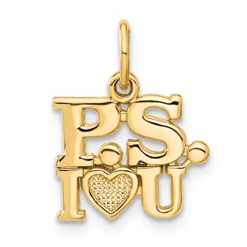 14k Yellow Gold Textured P.S. I Love You pendant