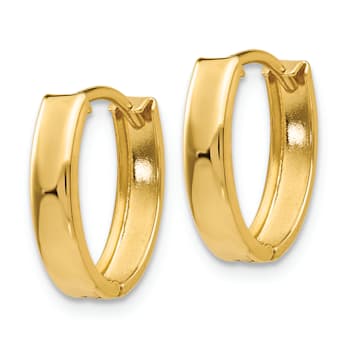 14k Yellow Gold 1/2" Polished Hinged Hoop Earrings