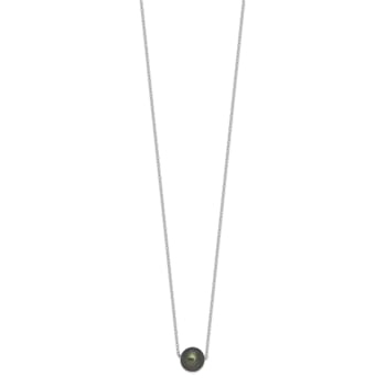 Rhodium Over Sterling Silver 8-9mm Semi-round Tahitian Saltwater
Cultured Pearl Necklace