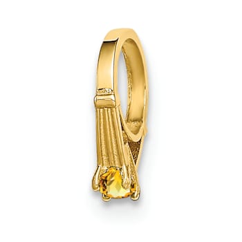14k Yellow Gold 3D Ring with Yellow Cubic Zirconia November Birthstone Charm