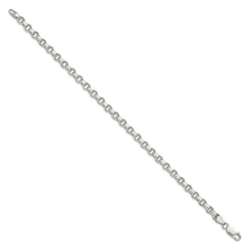 Sterling Silver 4mm Diamond-cut Rolo Chain Bracelet