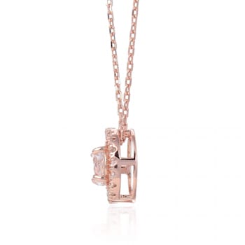 Round White Topaz 14K Rose Gold Over Sterling Silver Pendant with Chain