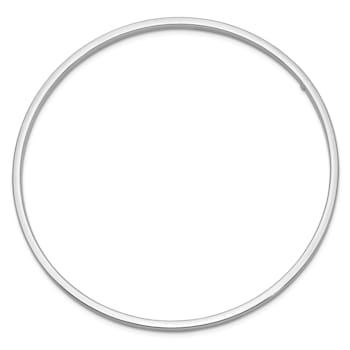 Rhodium Over 14k White Gold 3mm Polished Square Tube Slip-on Bangle
