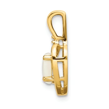 10k Yellow Gold and Rhodium Over 10k Yellow Gold 0.31 ctw Opal
Birthstone and Diamond Pendant