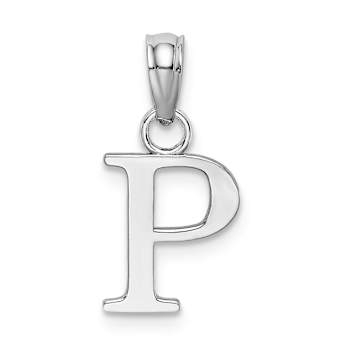 Rhodium Over 14k White Gold Polished Block Letter P Initial Pendant