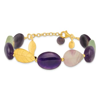 14K Yellow Gold Over Sterling Silver Amethyst/Fluorite/Jade 1-inch
Extension Bracelet
