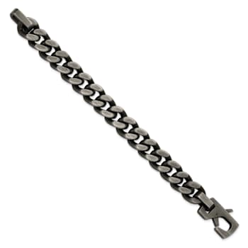 Stainless Steel Antiqued and Brushed 14mm Curb Link Bracelet
