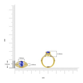 14K Yellow Gold Tanzanite and Diamond Ring 1.91 ctw