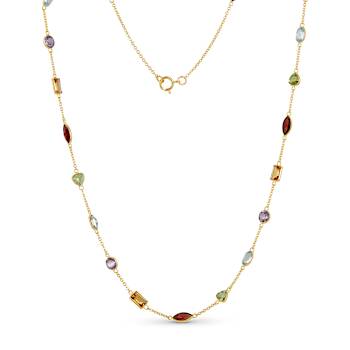 Multi-Gem 14k Yellow Gold 18" Necklace 11.05ctw