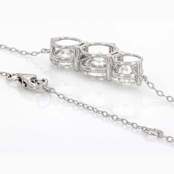 Three-Stone Moissanite Necklace In Platinum-Enhanced Sterling Silver