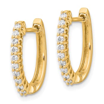 14K Yellow Gold Lab Grown Diamond SI1/SI2, G H I, Hinged Hoop Earrings
