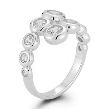 Rachel Zoe CZ Bubble Bypass Ring in Rhodium Over Sterling Silver