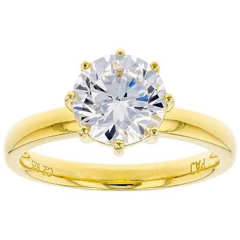 Solitaire CZ Pendant And Ring Set In 18K Gold Over Sterling Silver