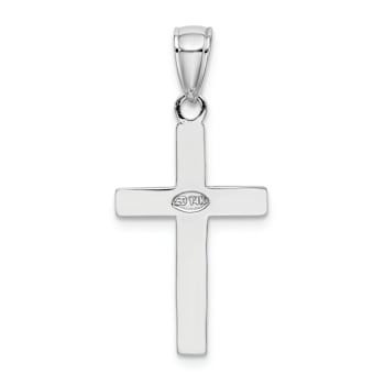 Rhodium Over 14k White Gold Polished Cross Charm