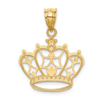 14K Yellow Gold with White Rhodium Crown Pendant