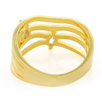 Pear And Marquise Wave Ring With CZ In 18K Gold Over Sterling Silver