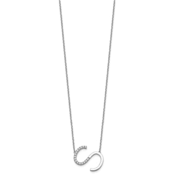 Rhodium Over 14k White Gold Sideways Diamond Initial S Pendant Cable
Link 18 Inch Necklace