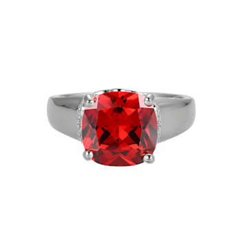 Red And White Cubic Zirconia Platinum Over Silver January Birthstone
Ring 7.23ctw