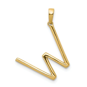 14K Yellow Gold Diamond Letter W Initial Pendant
