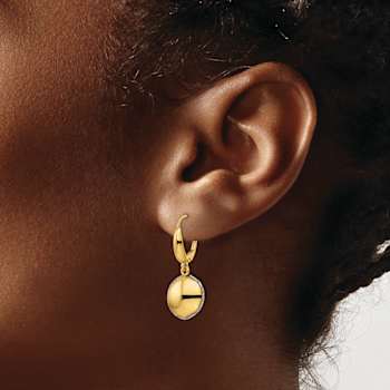 14k Yellow Gold and 14k White Gold Polished Diamond-Cut Round Criss
Cross Dangle Earrings