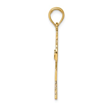 14K Yellow Gold Claddagh Cross Charm