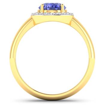 1.63ctw Violet Tanzanite and Diamond 14K Yellow Gold Halo Ring