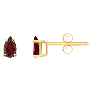 5x3mm Pear Shape Garnet 14k Yellow Gold Stud Earrings