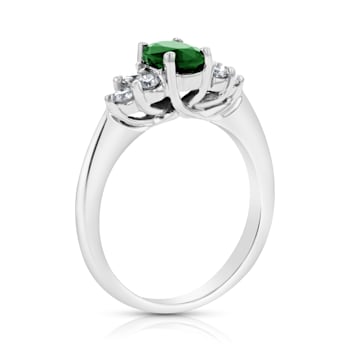 0.95ctw Emerald and Diamond Ring in 14k White Gold