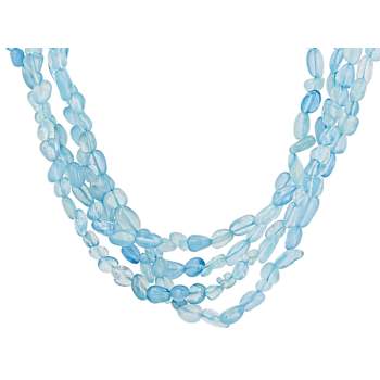 Free-form Aquamarine Multi-Strand Necklace In Sterling Silver