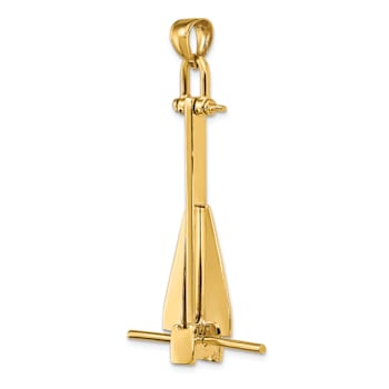 14k Yellow Gold Moveable Danforth Anchor Pendant