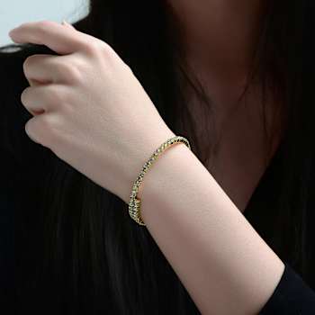 CZ Bypass Tennis Bracelet In 14K Gold Over Brass