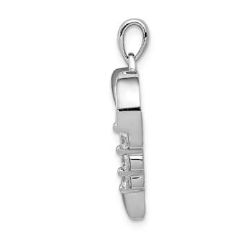 Rhodium Over 14k White Gold Three Stone Diamond Heart Pendant