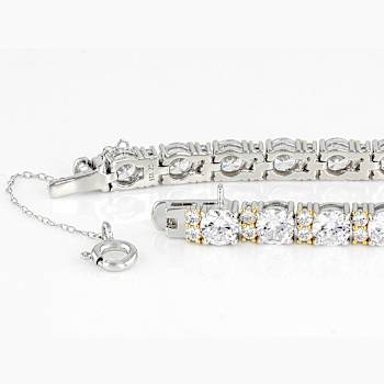 CZ Tennis Bracelet In Platinum-Enhanced Sterling Silver With 18K Gold
Accents 24.10ctw