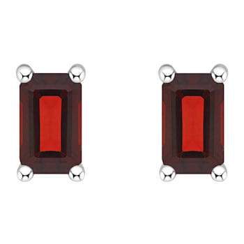 5x3mm Emerald Cut Garnet 14k White Gold Stud Earrings