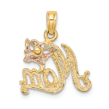 14K Two-Tone MOM with Butterfly Charm