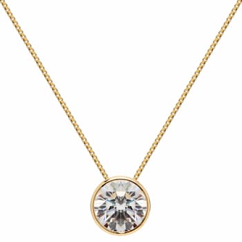 White Cubic Zirconia 14k Yellow Gold Pendant With Chain 1.50ctw