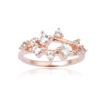 White Sapphire 14K Rose Gold Over Sterling Silver Cluster Ring