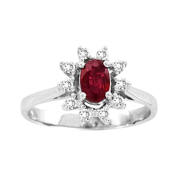 0.65ctw Oval Ruby and Diamond Halo Ring in 14k White Gold