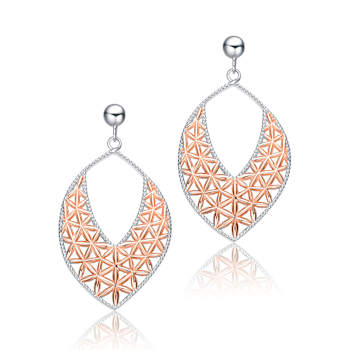 Two-Tone Teardrop Dangle Earrings In Sterling Silver And 18K Rose Gold
Over Sterling Silver