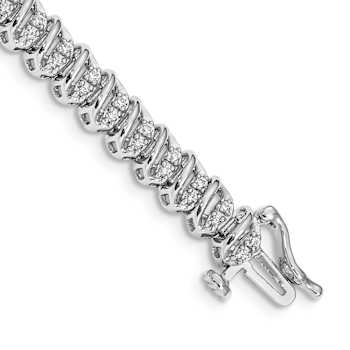 Rhodium Over 14k White Gold Diamond Fancy Bracelet
