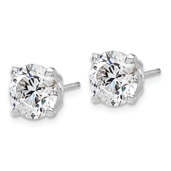 Rhodium Over 14K Gold Lab Grown Diamond 4ct. VS/SI GH+, 4-Prong Earrings