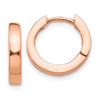 14k Rose Gold 1/2" Round Hinged Hoop Earrings
