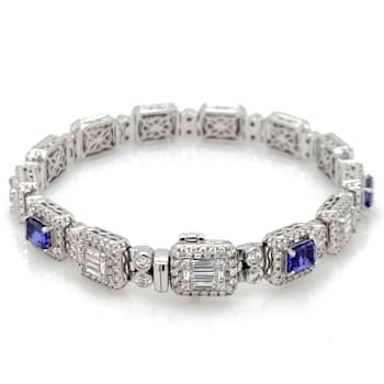 3.60 Ctw Tanzanite and 3.55 Ctw White Diamond Bracelet in 18K WG