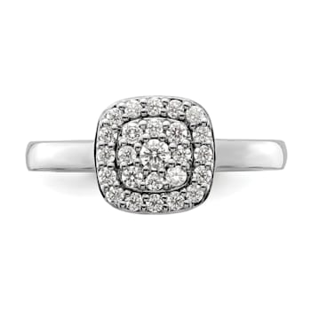 Rhodium Over 14K White Gold Lab Grown Diamond SI1/SI2, G H I, Squared
Halo Ring
