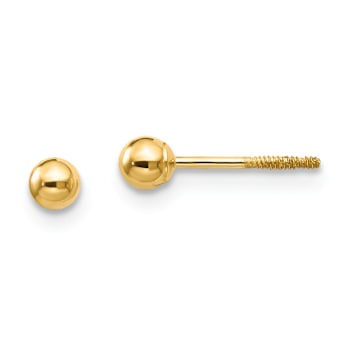 14k Yellow Gold Polished 3mm Ball Stud Earrings