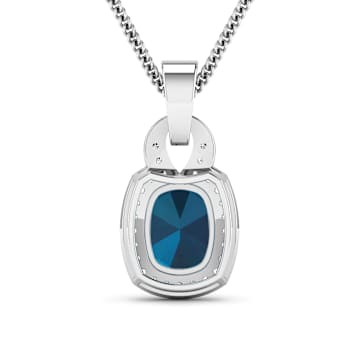 1.95ctw 14K White Gold Blue London Blue Topaz and White Diamond Pendant
with 18 inch Cable Chain